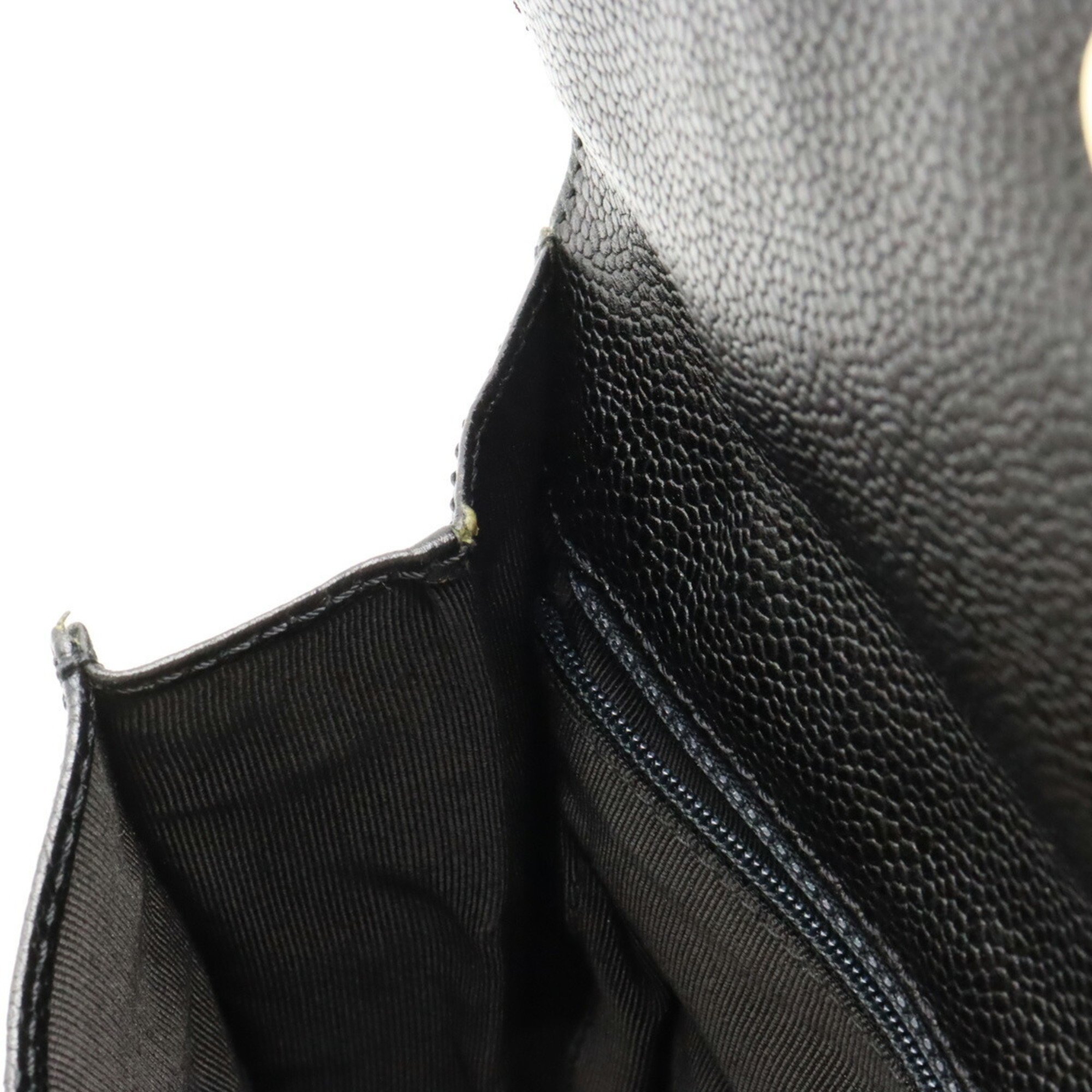 CHANEL Coco Mark Shoulder Bag Pochette Caviar Skin Black