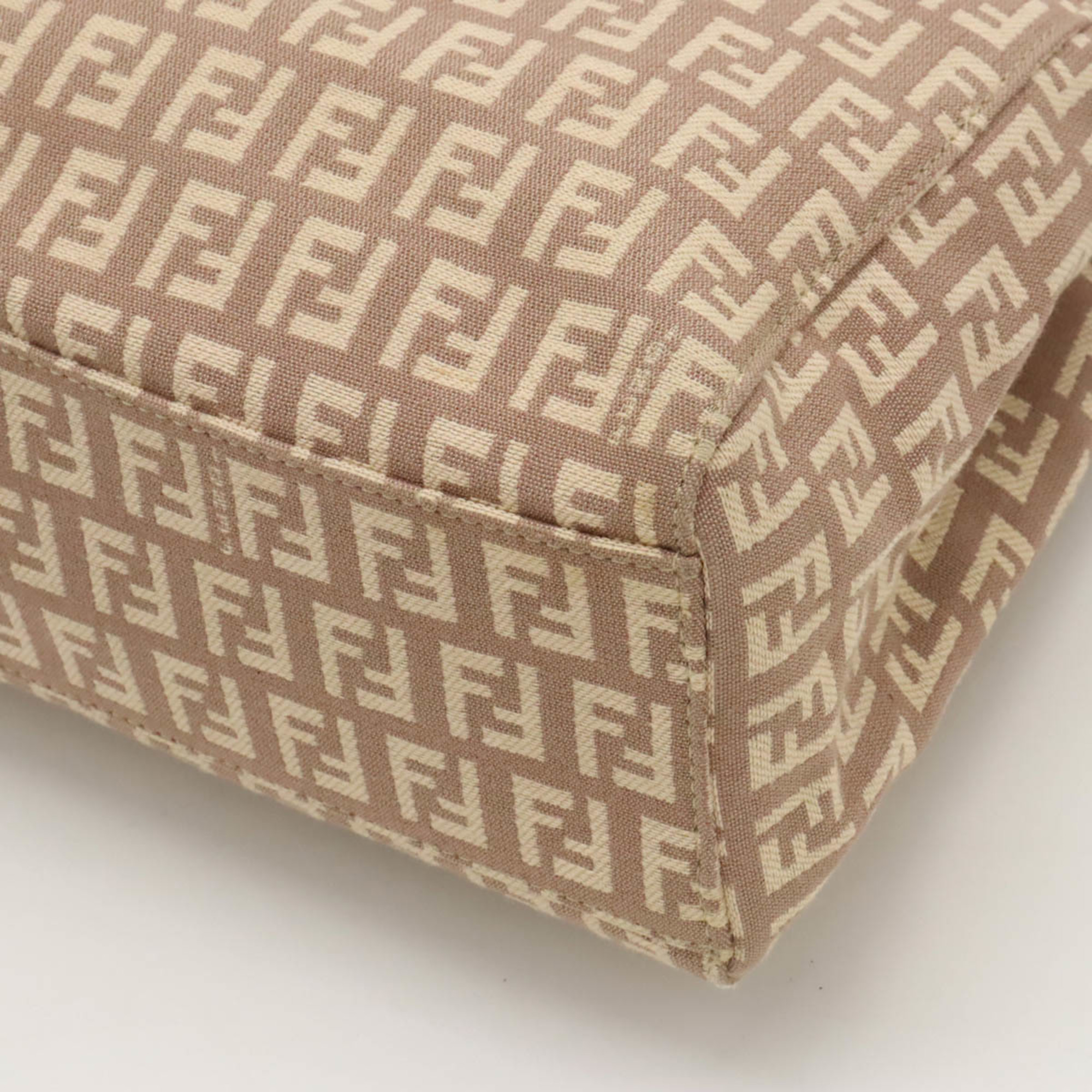 FENDI Zucchino Zucca pattern tote bag handbag canvas leather pink beige 8BH133