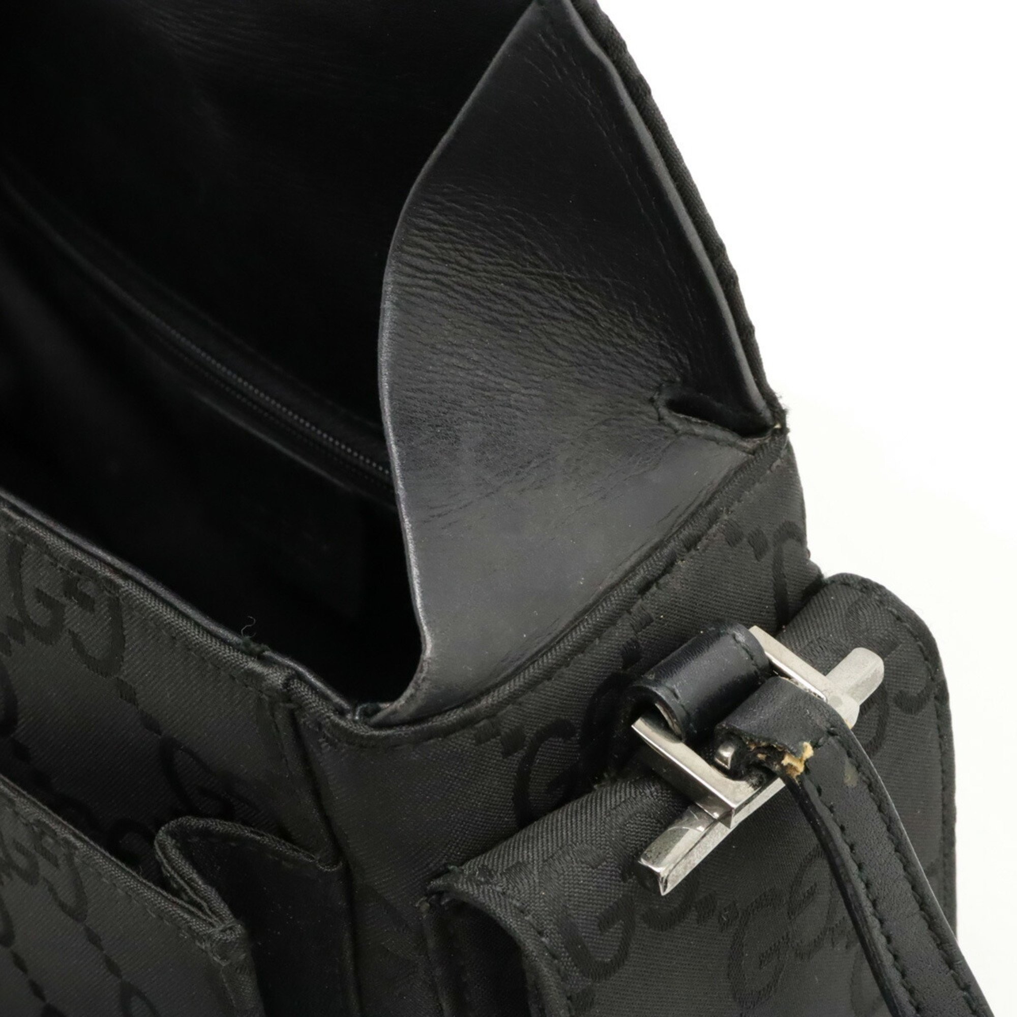 GUCCI GG nylon shoulder bag leather black 001.3278