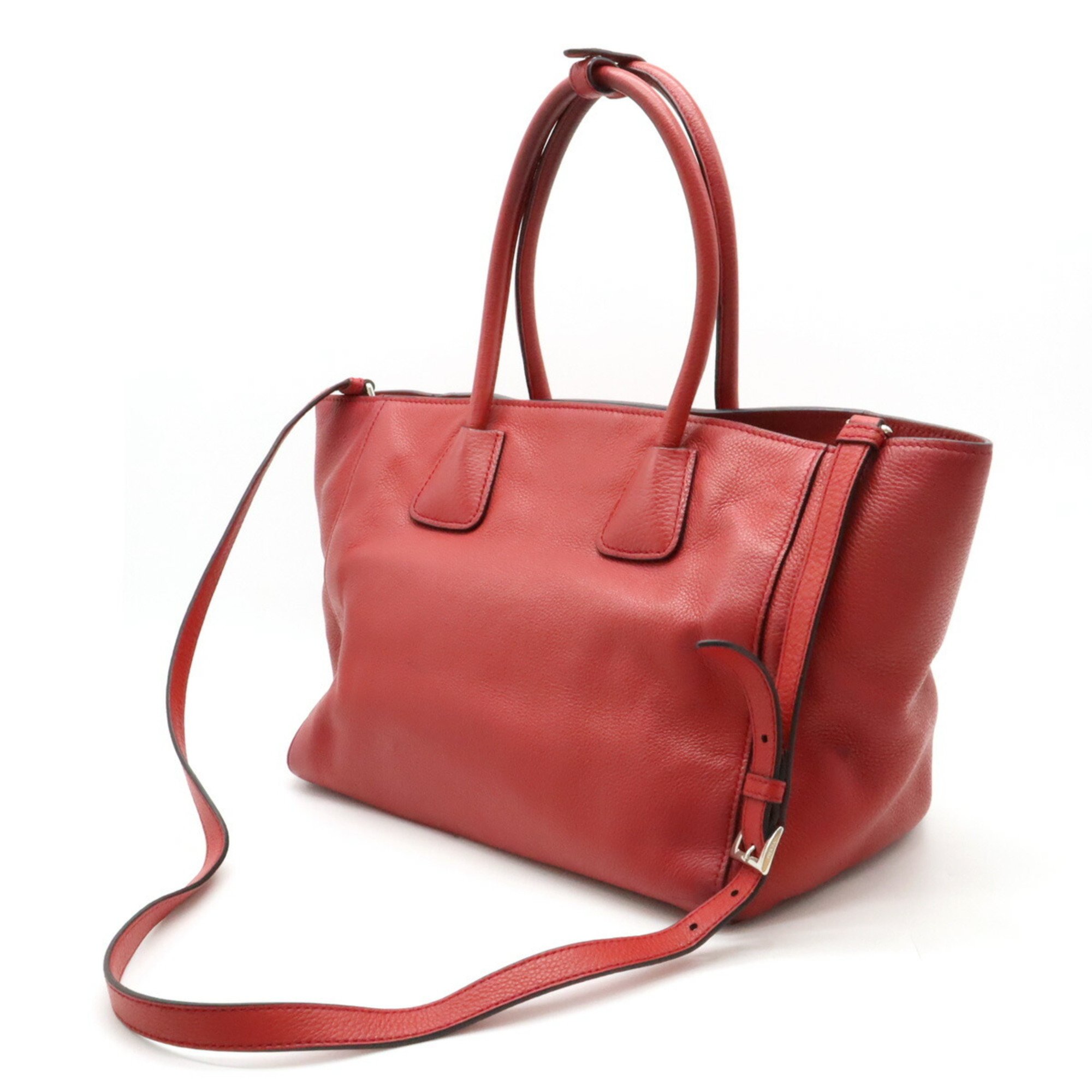 PRADA VITELLO PHENIX Tote Bag Shoulder Leather ROSSO Red Purchased at Domestic Outlet BN2795