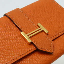 HERMES Bearn Card Case, Business Holder, Pass Epsom Leather, Orange, J Stamp