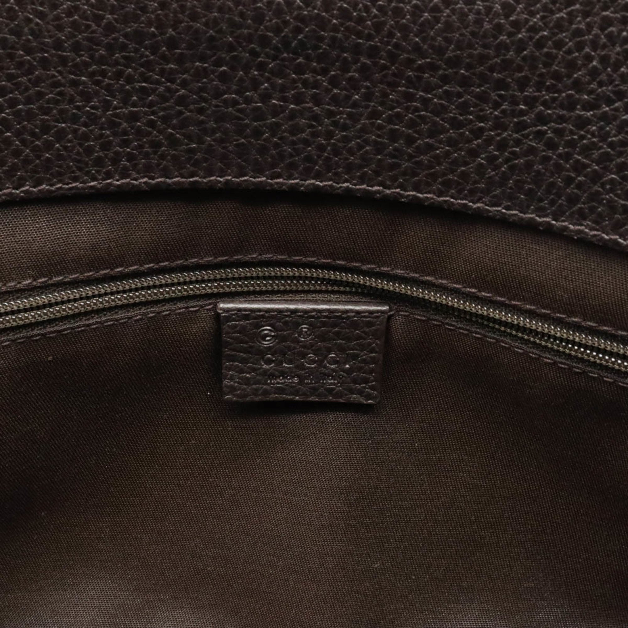 GUCCI GG Crystal Tote Bag Shoulder Coated Canvas Leather Khaki Beige Dark Brown 327787