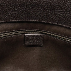 GUCCI GG Crystal Tote Bag Shoulder Coated Canvas Leather Khaki Beige Dark Brown 327787