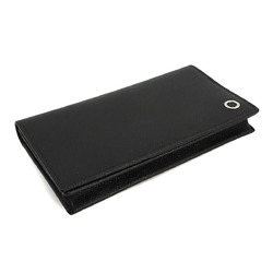 BVLGARI Man Bi-fold Long Wallet Leather Black 30398 Silver Hardware