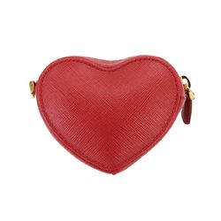 PRADA Saffiano Heart Chain Pouch Leather Red with Strap 1TL400