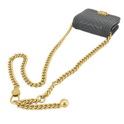 CHANEL Boy Chanel Chain Belt Bag Waist Pouch Caviar Skin Grey AP2302
