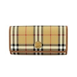 Burberry Check Continental Wallet Bi-fold Long PVC Leather Beige Brown 8070414