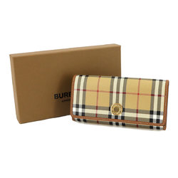 Burberry Check Continental Wallet Bi-fold Long PVC Leather Beige Brown 8070414
