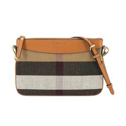 Burberry Checkered Peyton 2way Clutch Shoulder Bag Canvas Leather Brown Black 4003965