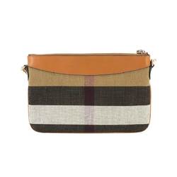 Burberry Checkered Peyton 2way Clutch Shoulder Bag Canvas Leather Brown Black 4003965