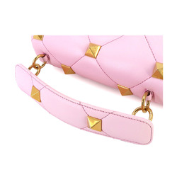 Valentino Garavani Rockstuds Medium 2way Hand Chain Shoulder Bag Leather Pink WW2B0182