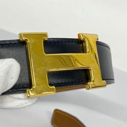 Hermes Belt Constance 〇Z Engraved Cushvel Box Calf Gold Black Men's
