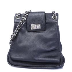 Chanel Shoulder Bag 2.55 Chain Leather Black Women's