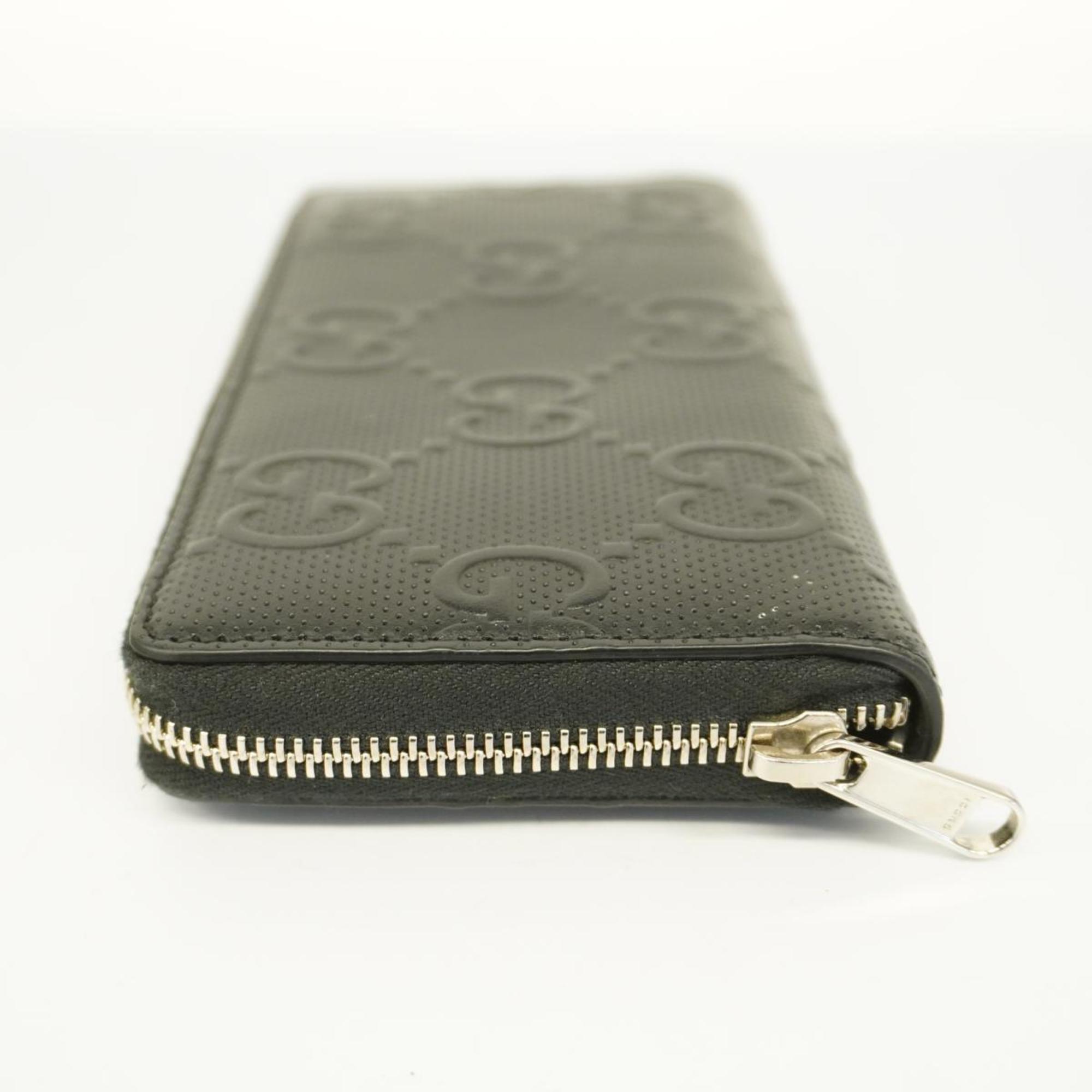 Gucci Long Wallet GG Embossed 625558 Leather Black Men's