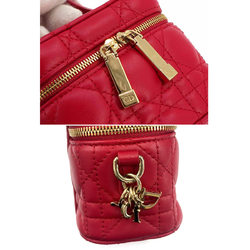 Christian Dior Lady Micro Vanity 2way Hand Shoulder Bag Leather Red Case