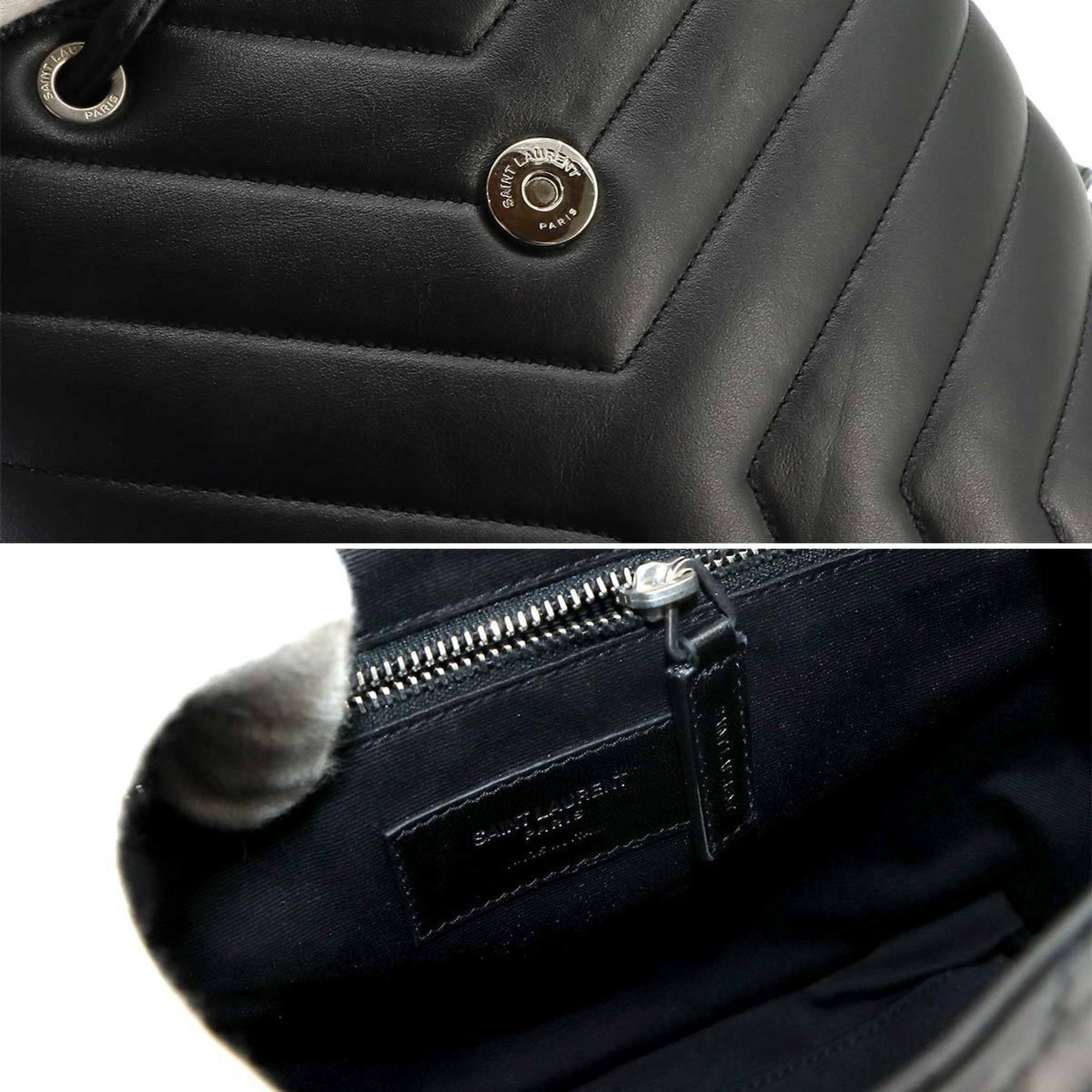 Yves Saint Laurent Saint Laurent Paris Loulou Backpack Leather Black 487220 Silver Hardware