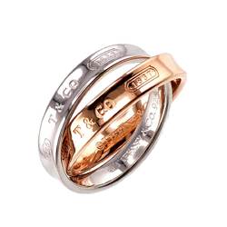 Tiffany & Co. Interlocking Ring Size 8.5 K18 PG SV 750 Silver 1837