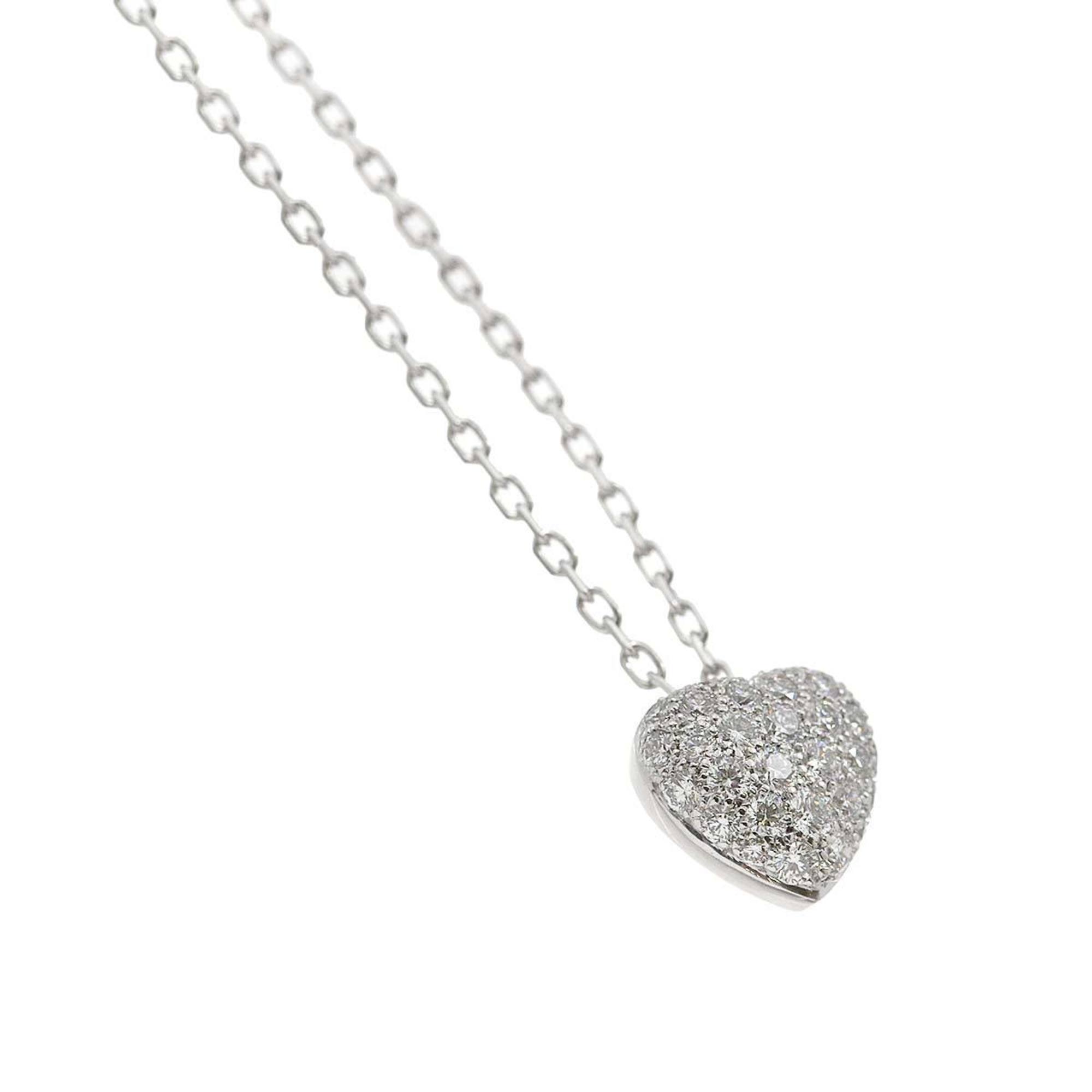 Cartier Heart Pave Diamond Necklace 40cm K18 WG White Gold 750