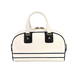 Christian Dior Vibe Small Bag 2way Hand Shoulder Leather White Navy M6209OOBR Bowling