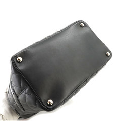 CHANEL Cambon Line Medium Leather Patent Black A25167 Silver Hardware Bag