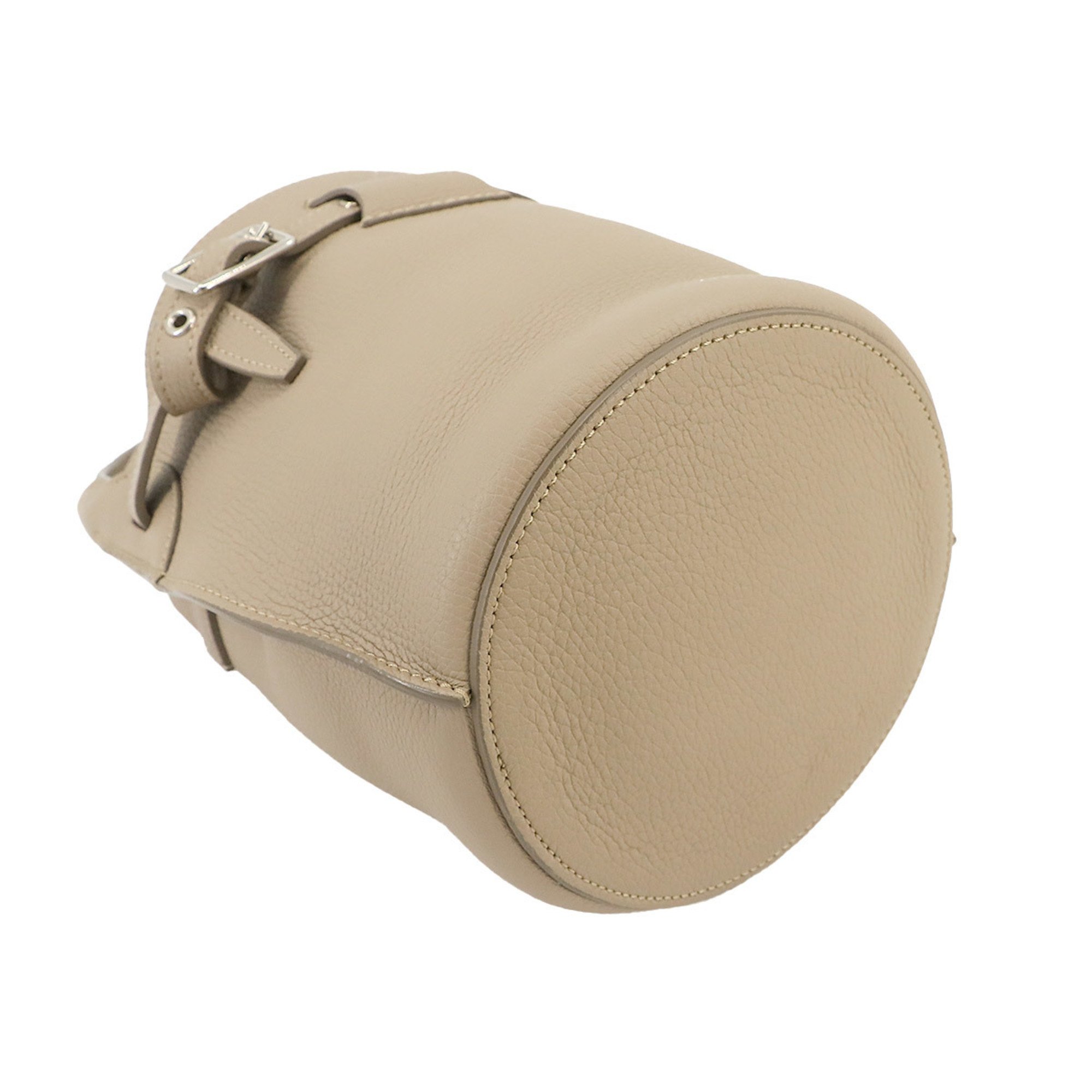 CELINE Big Bag Nano Bucket 2way Hand Shoulder Leather Beige 187243U Silver Hardware