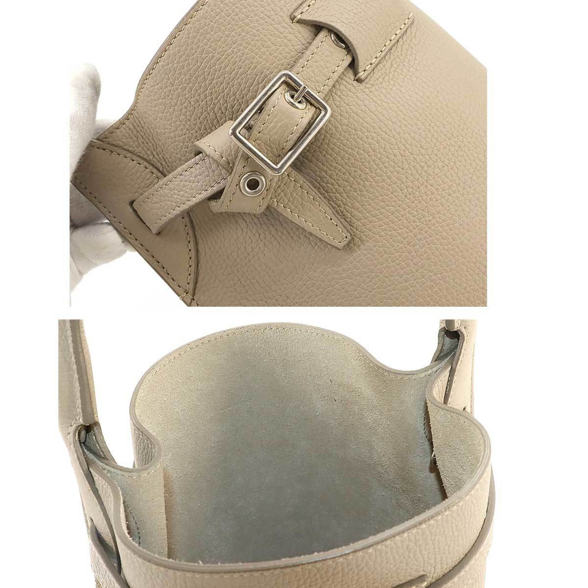 CELINE Big Bag Nano Bucket 2way Hand Shoulder Leather Beige 187243U Silver Hardware