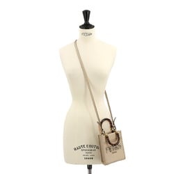 FENDI Sunshine Shopper 2way Hand Shoulder Bag Leather Elaf Grey 8BS051 Mini