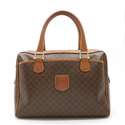 CELINE Macadam pattern handbag Boston bag PVC leather brown dark