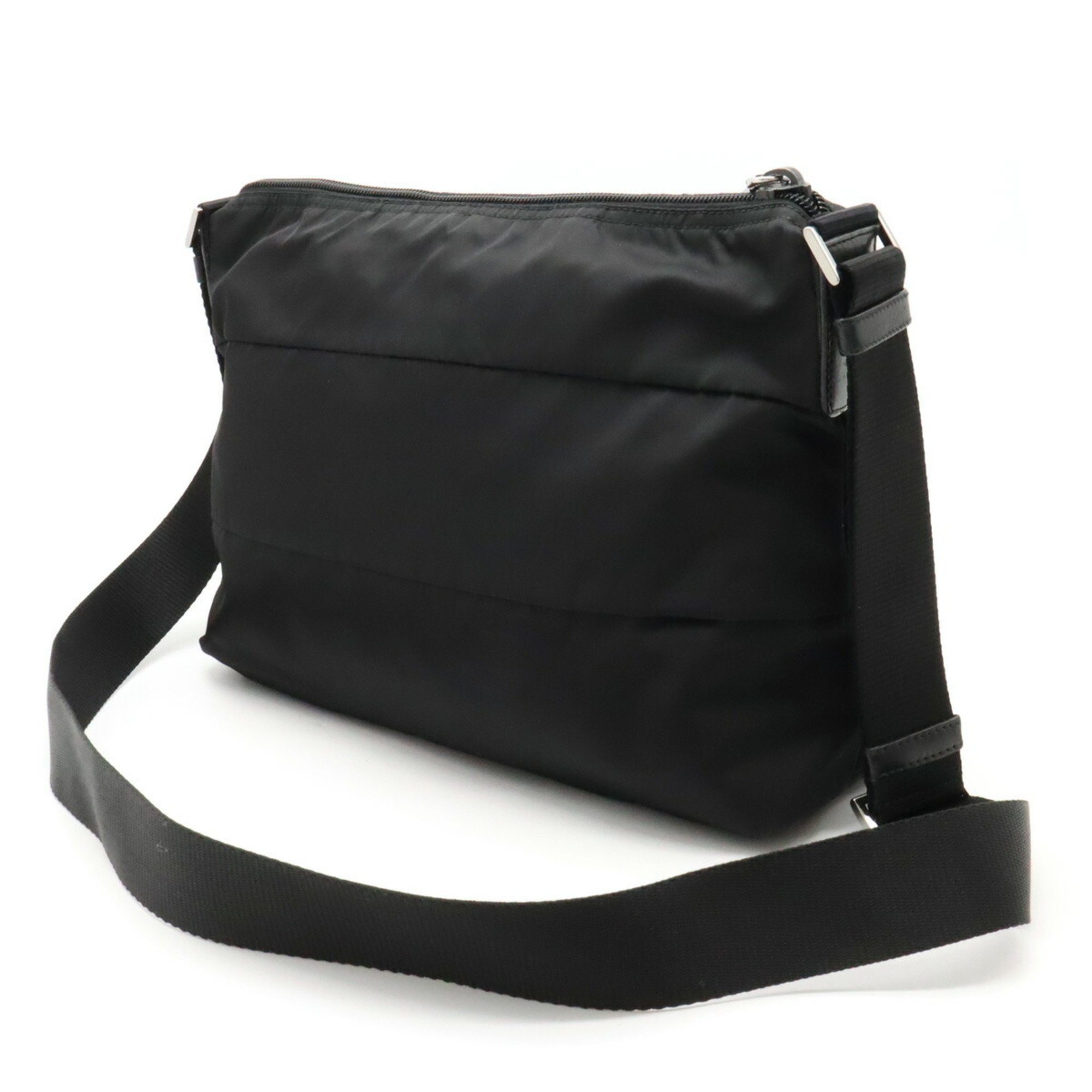 PRADA Prada Plate Shoulder Bag Nylon Leather NERO Black BT0740