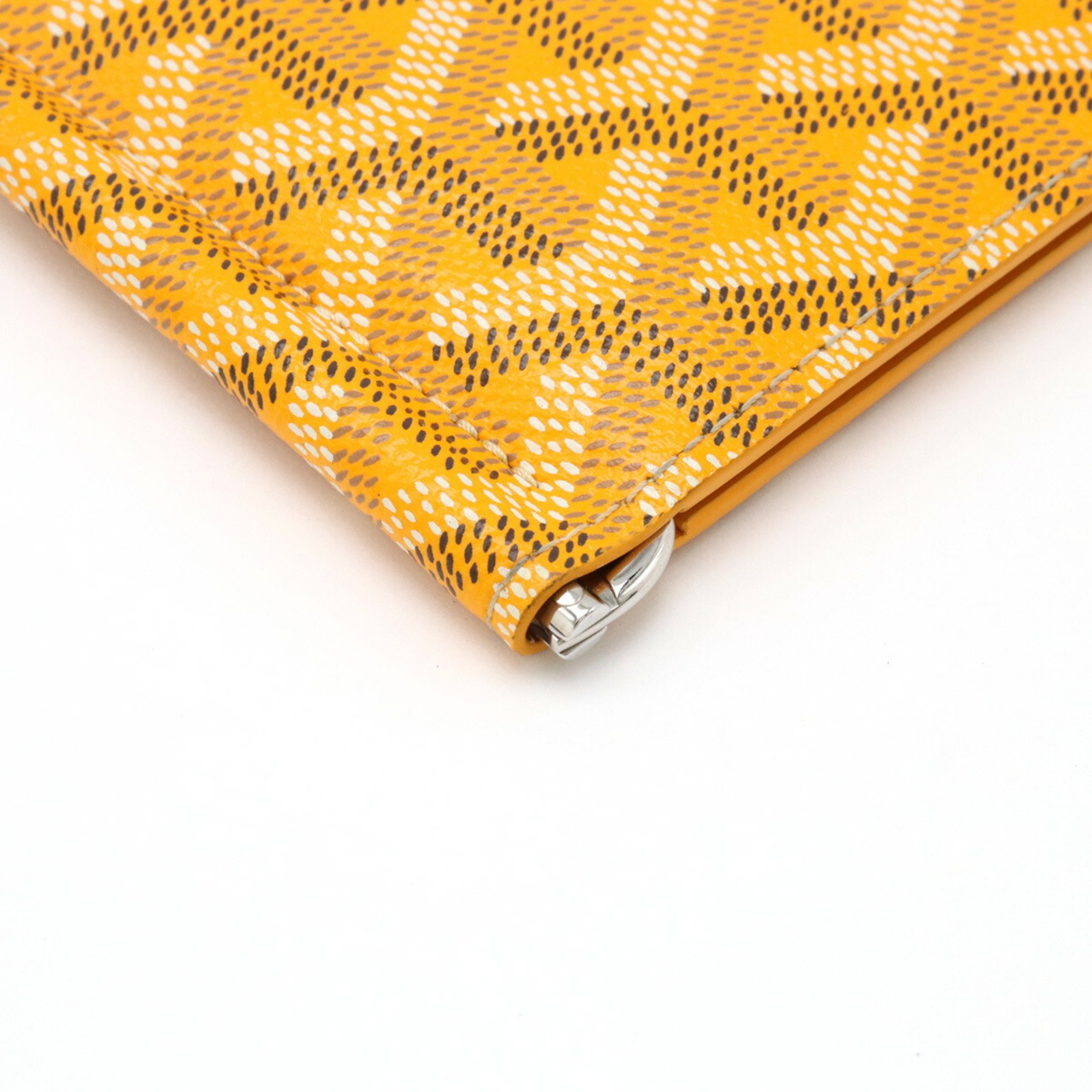 GOYARD Goyard Saint Thomas Bi-fold Wallet with Money Clip Bill Herringbone Pattern PVC Leather Yellow