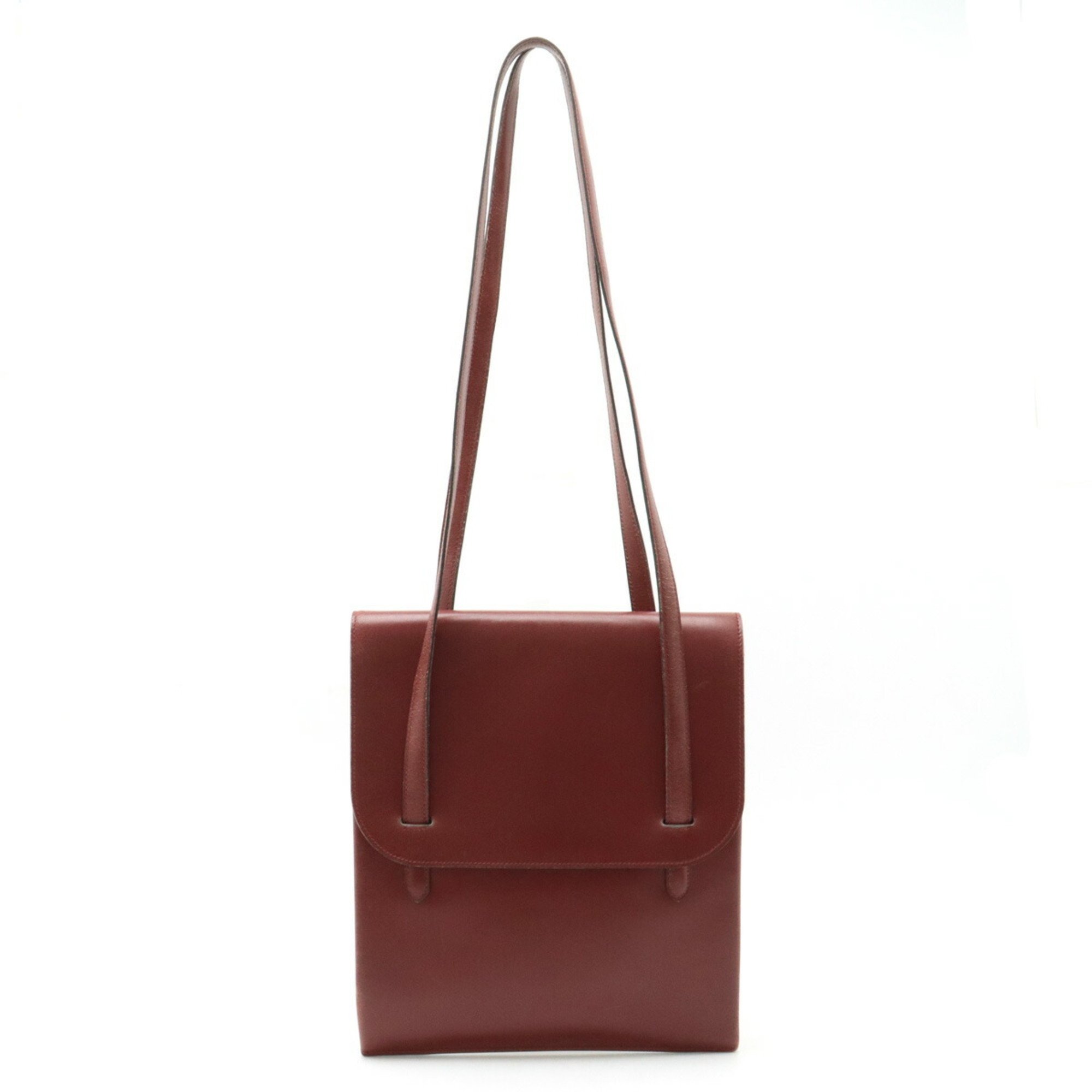 HERMES Hermes Tote Bag Shoulder Leather Bordeaux Red ○I Stamp