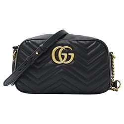 GUCCI Women's Shoulder Bag GG Marmont Quilted Small Leather Black 447632 Compact