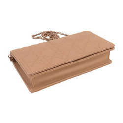 Christian Dior Lady Pouch Chain Wallet Bi-fold Long Leather Beige S0204SO1