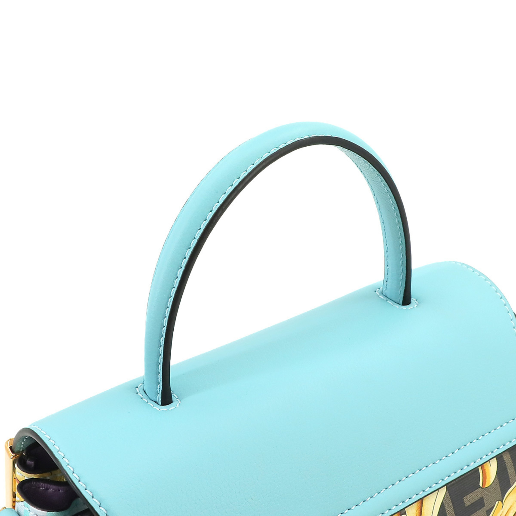 Versace VERSACE Fendace La Medusa 2way hand shoulder bag leather blue Zucca pattern DBF1039 gold hardware Bag