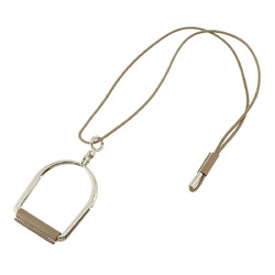 HERMES Heritage Equestre GM Necklace Silver Etoupe