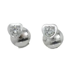 Cartier Damour Diamond Heart Earrings K18WG White Gold 750 Diamant Léger Pierced