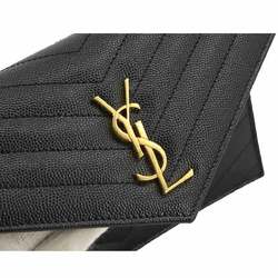 Yves Saint Laurent Saint Laurent Paris Cassandra Envelope Chain Wallet Long Leather Black 742920 Gold Hardware Cassandre