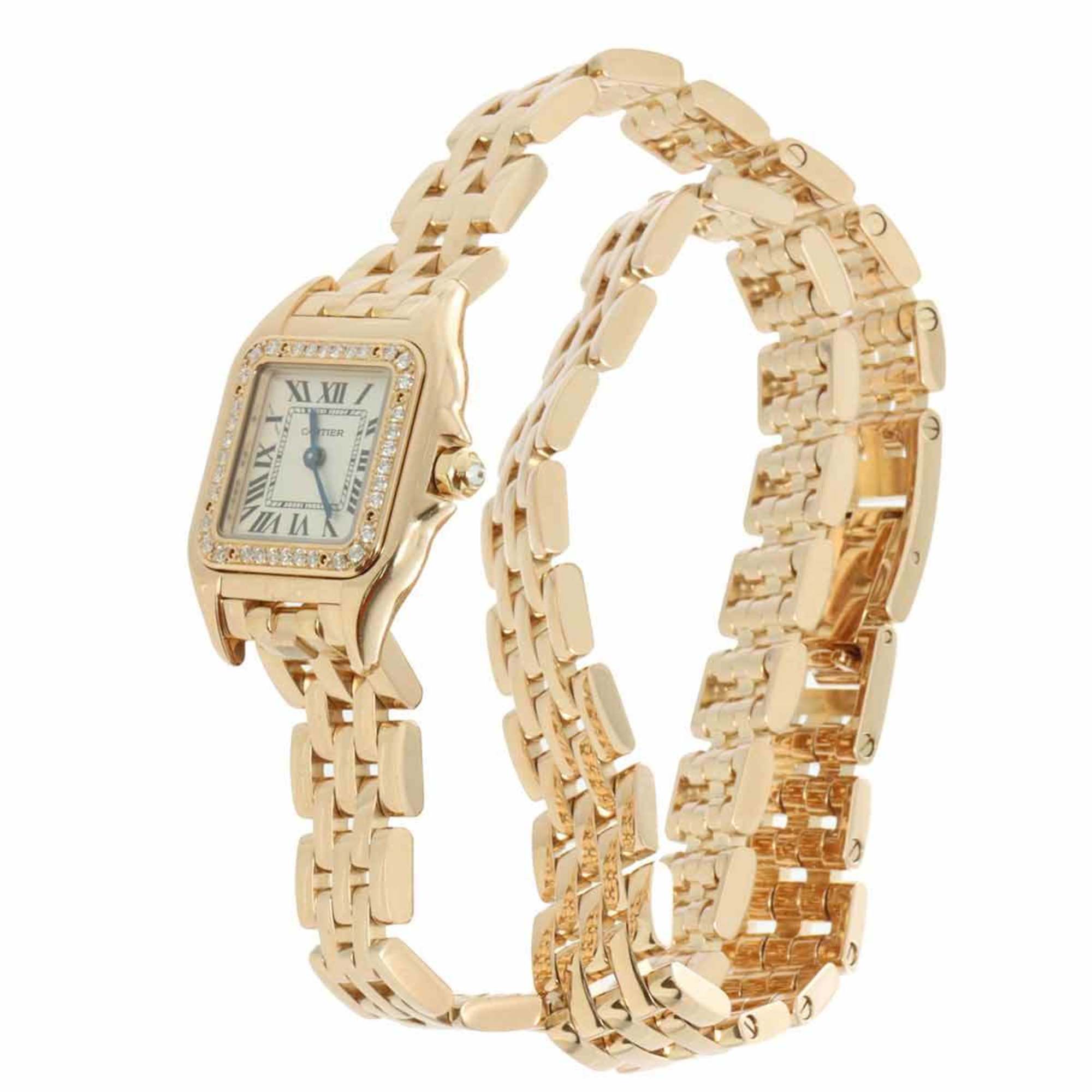 Cartier Panthere de SM WJPN0014 Ladies' Watch Diamond Bezel Silver Dial K18PG Pink Gold Quartz