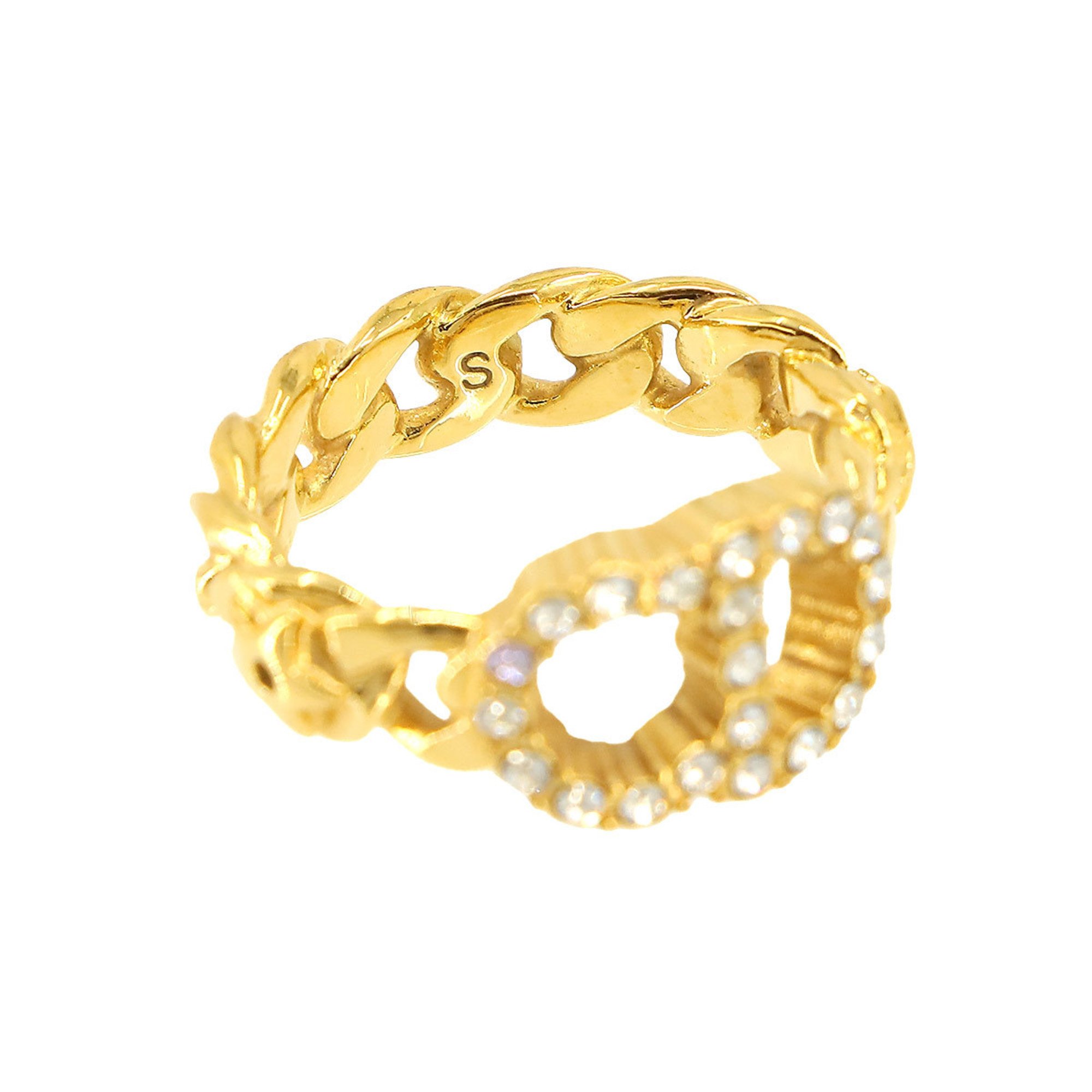 Christian Dior Clair D Lune Ring Gold Rhinestone S