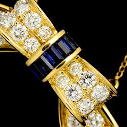 Tiffany & Co. Sapphire and Diamond Necklace 42cm K18 YG Yellow Gold 750 Ribbon