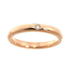 Tiffany & Co. Stacking Band Size 9 Ring Diamond 1P K18 PG Pink Gold 750