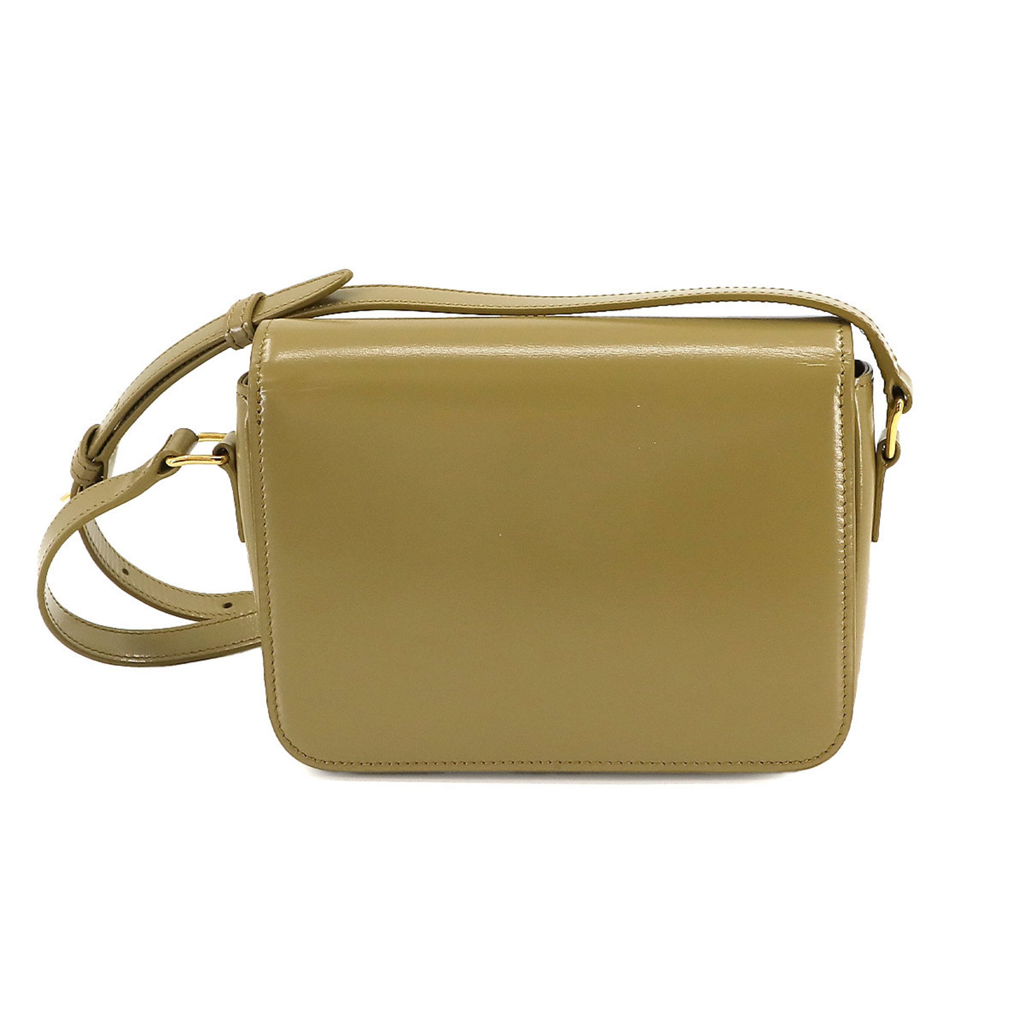 CELINE Teen Triomphe Bag Shoulder Leather Green 188423BF4 Gold Hardware