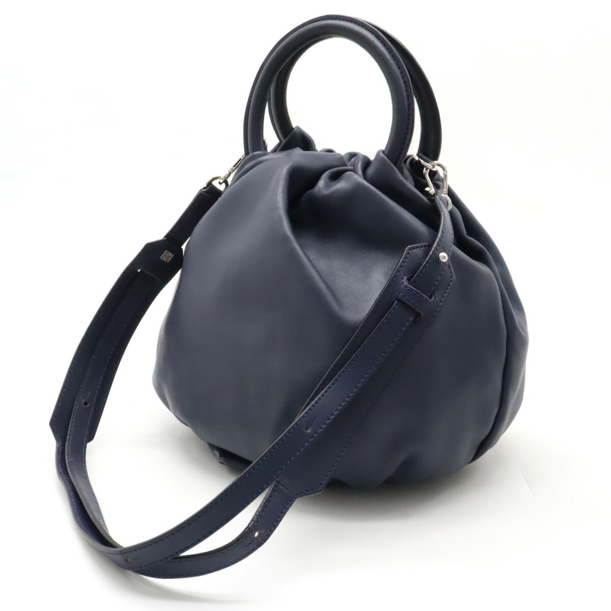 LOEWE Anagram Bounce Bag Handbag Shoulder Leather Navy 332.87.L40