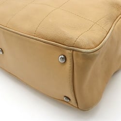 CHANEL Wild Stitch Handbag Boston Bag Leather Beige