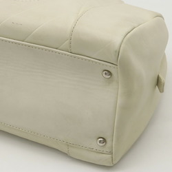CHANEL Chevron V-stitch Coco Mark Boston bag Handbag Leather Ivory