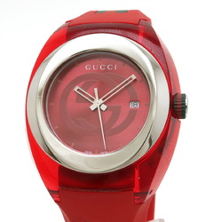 GUCCI Gucci Sync Red Dial Stainless Steel Rubber Interlocking G Shelly Men's Quartz Watch 137.1 YA137103A