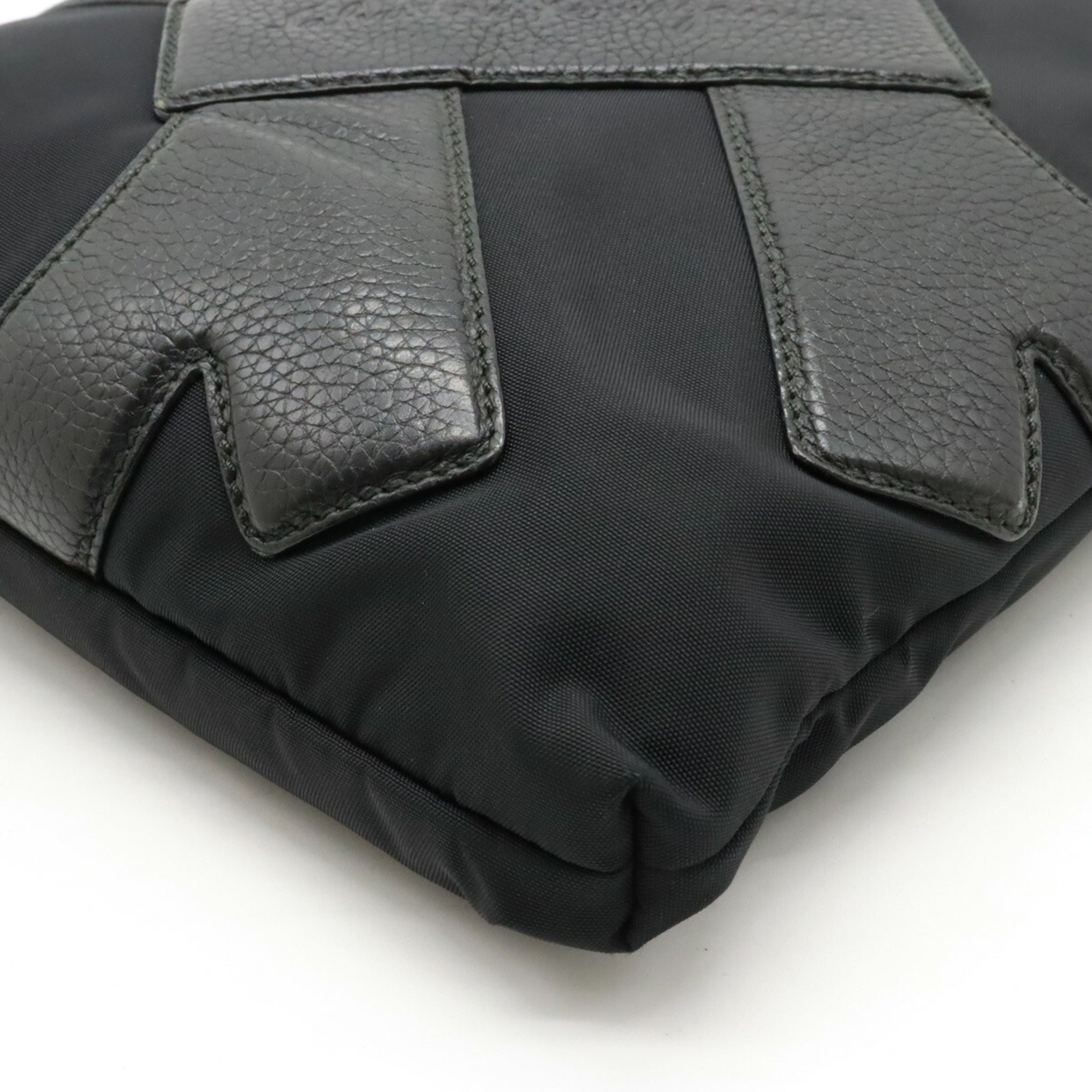 Salvatore Ferragamo Gancini shoulder bag in nylon canvas and leather black