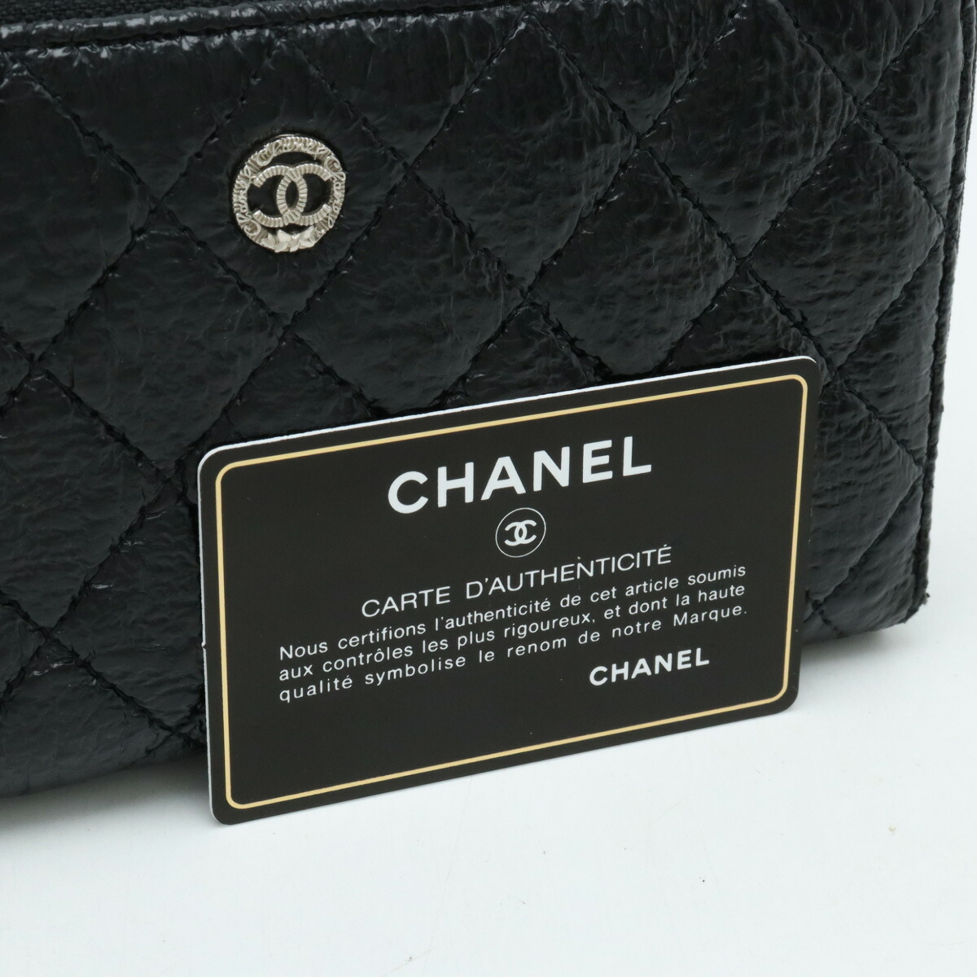 CHANEL Chanel Matelasse Coco Mark Round Long Wallet Coated Tweed Leather Black A50097