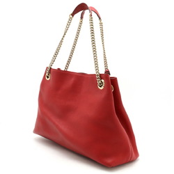 GUCCI Soho Interlocking G Chain Bag Shoulder Tote Leather Red 308982
