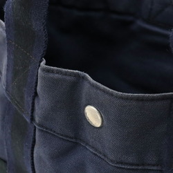 HERMES Hermes Foult Tote MM bag Handbag 2-tone bicolor canvas Black Navy